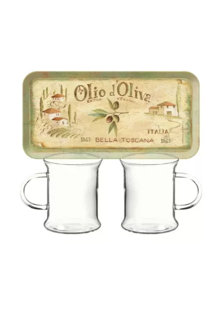 3-teiliges Frühstücksgeschenkset Becher Tablett Nachmittagstee - Olio D'oliva Home