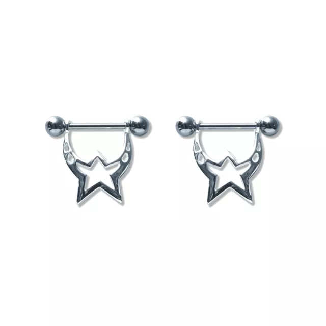 Pair of Steel Barbell w/Nipple Shields Rings, 14 Gauge-102