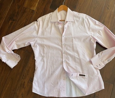 J. Hilburn Men's Custom Dress Shirt - (Over $150 Retail) Pink & White