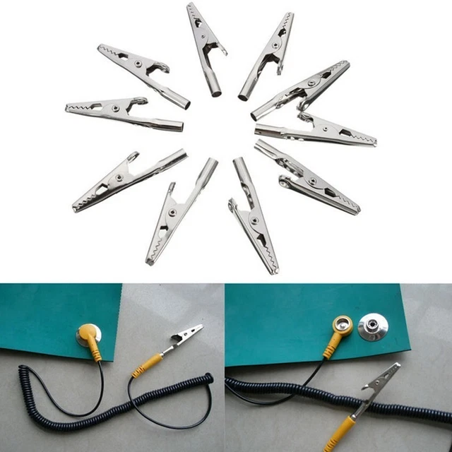 Clip batteria di lunga durata morsetti a coccodrillo argento test strumento sonda a vite 10 pz