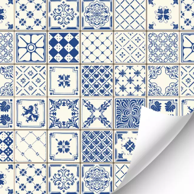 Dolls House Blue Mosaic Tile Flooring Sheet Miniature Print 1:12 Scale Paper