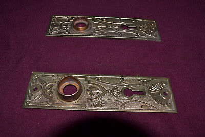 Antique Vintage Aesthetic Set Of Solid Brass Door Knobs Face Plates  #90 2