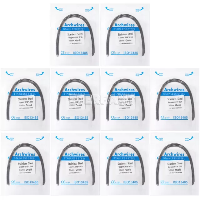 10xETERFANT Dental Orthodontic Arch Wires Rectangular Stainless Steel Ovoid Form