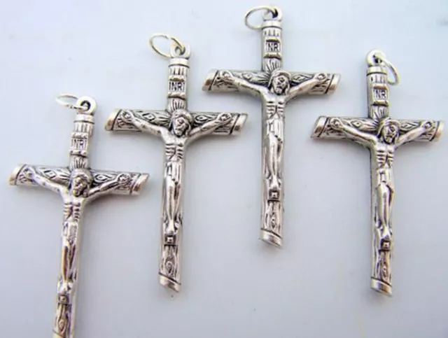 Argent Gild Croix Chapelet Pièces Bois Stylé Religieux Chrétien Crucifix, Lot 4