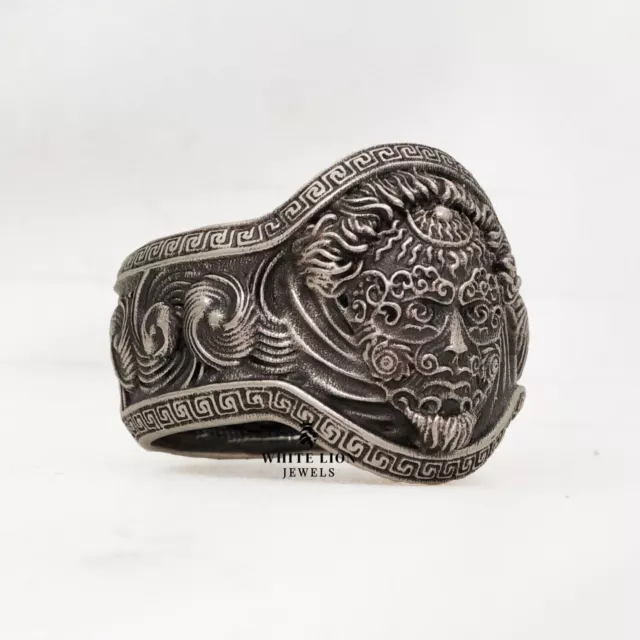 Unique Oxygène Dieu 925 Argent Sterling Motard Rider Oxydé Homme Cadeau Bague