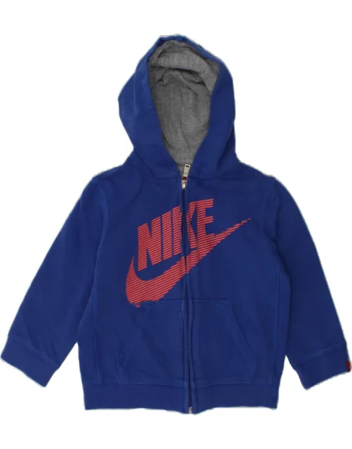 NIKE Baby Girls Graphic Zip Hoodie Sweater 18-24 Months Blue Cotton AS16