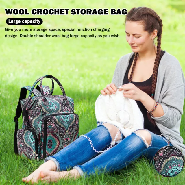 Crochet Yarn Organizer Bag Nylon Storage Backpack Lightweight Sewing Accessories 3