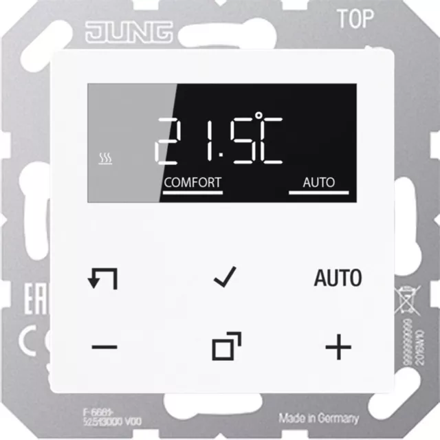 Jung Raumtemperaturregler TR D A 1790 WW IP20 alpinweiß Uhrenthermostate