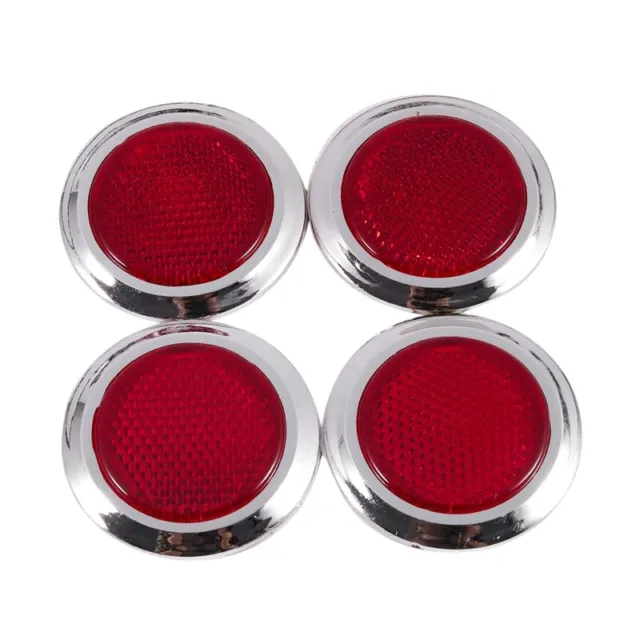 4 pezzi plastica Rosso Autoadesivo riflettente rotondo automobile automobil D6C6
