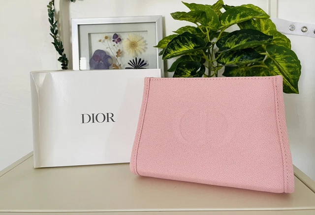 Christian Dior Pink CD Logo Cosmetic Bag, Pouch, Makeup Case, Clutch
