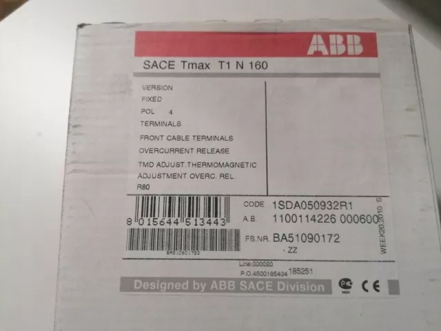 3-phase circuit breaker ABB SACE TMAX T1N 160 1SDA050932R1 / # F B0Z 7521