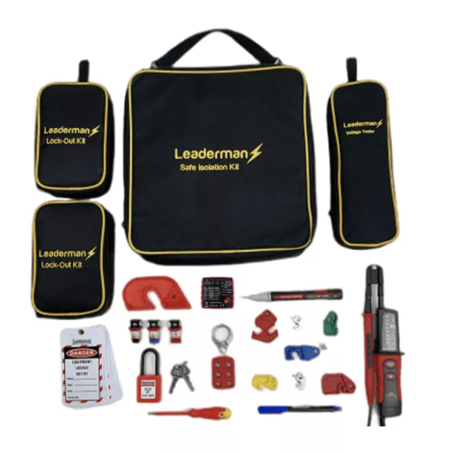 Leaderman LARGE Safe Isolation and Lockoff Kit LDM-ISOK1 with 4 Protective Cases