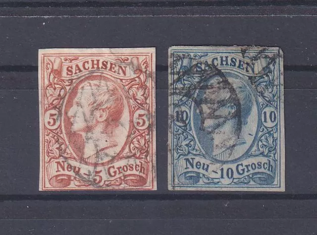 Altdeutschland Sachsen Johann I Mi.Nr. 12 & 13 gestempelt 1856/63