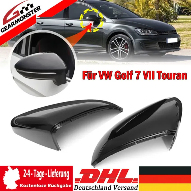 2x Schwarz Spiegelkappen Außenspiegel für VW GOLF VII 7 5G GTI GTD R TSI  Variant