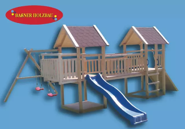 Maison Jouet Stelzenturm Escalade Avec Balançoire Toboggan Et Bac à Sable Robby 2