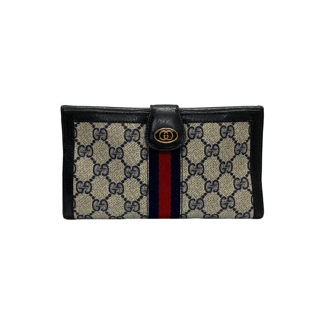 Pole Gucci Vintage Sherry Line Gg Metal Fittings Logo Leather Genuine Bi-F Osl09