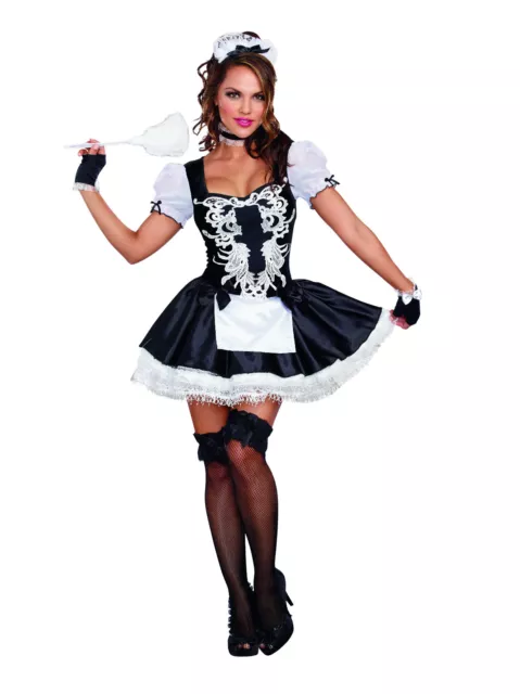 Sexy Dreamgirl Adult Women's Halloween French Kisses French Maid Costume