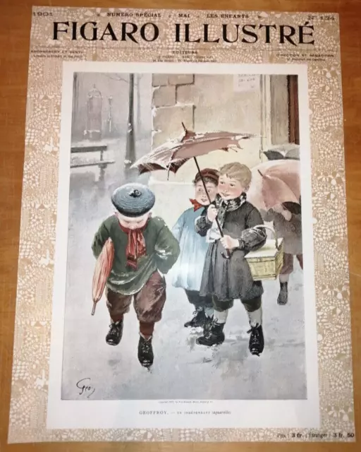 Arte Pintura Jean Geoffroy Cubierta el Figaro Demuestra Mayo 1901 40x30cm