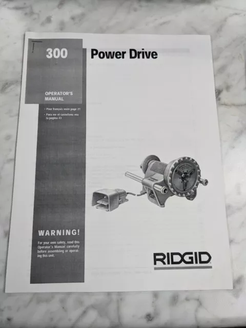 Rigid Power Drive Operator Service Manual 300 Model Pipe Threader Shop Book