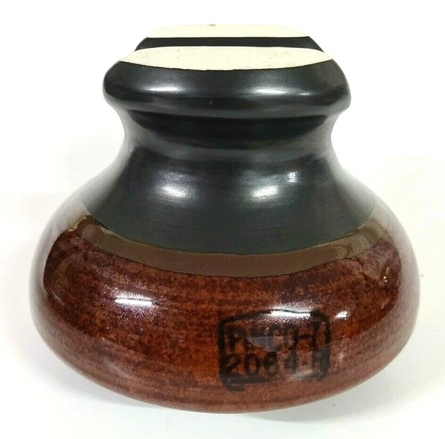 Vtg Large PINCO-7 2084-R High Voltage Ceramic Insulator Brown Porcelain (5.5")