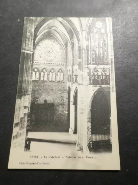 Cpa Carte Postale Espagne, Leon, La Catedral, Ynterior En El Crucero, Vf