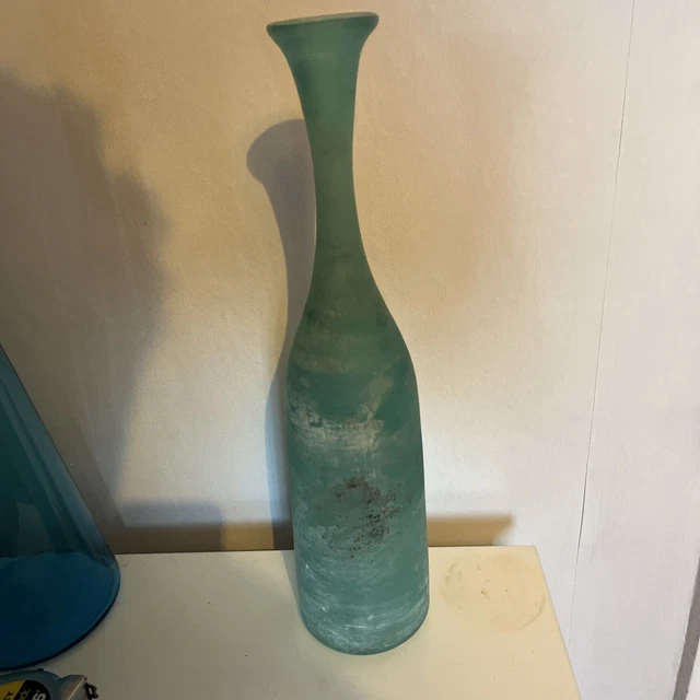 Grand vase en verre de Murano bleu signé Cenedese