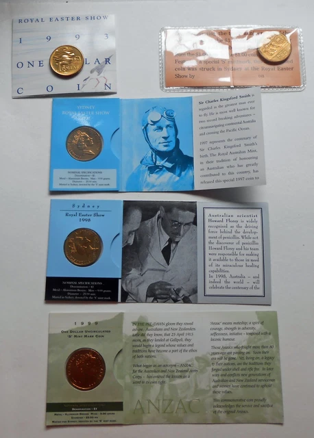 Australian commemorative $1 Dollar coins. In presentation packs.