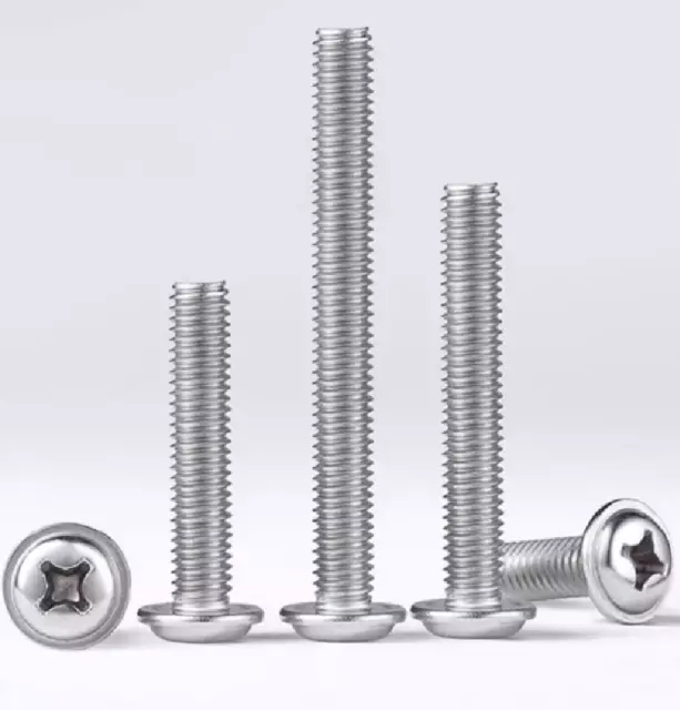 Flanged Phillips Button Head Machine Screws M3 M4 M5 A4 316 Stainless Steel 3