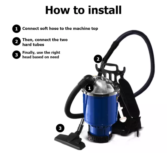 1000W commercial industrial backpack vacuum cleaner for household shop work 3