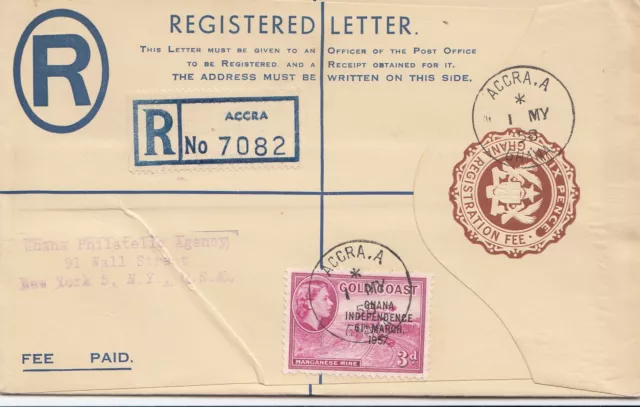 Gold Coast: 1958 registered letter Accra to New York