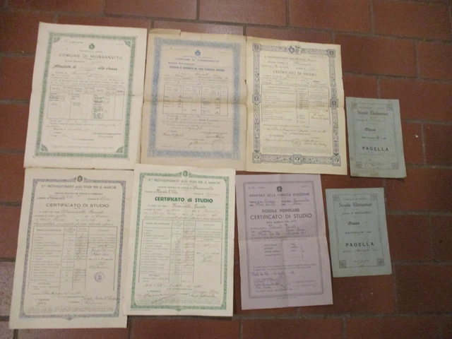 Diplomi Scolastici Attestati Di Studio Pagelle Montesanvito Ancona Anni '20 N. 8