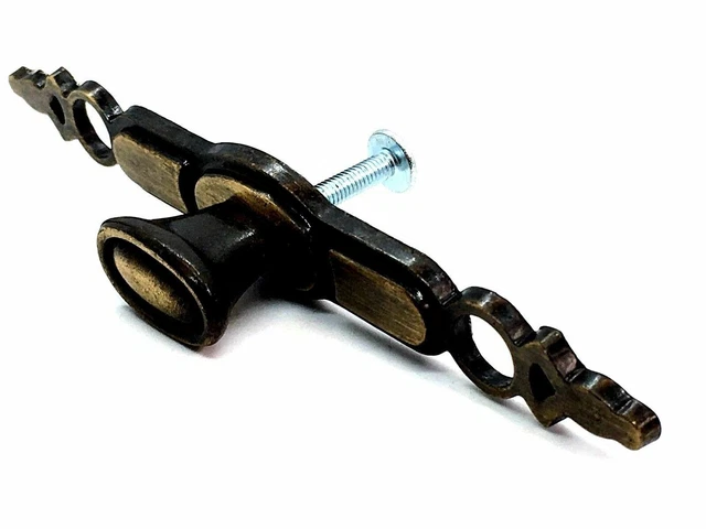 2x FANCY PULL KEY MANIGLIE PULL PIASTRA 128mm finitura ottone antico