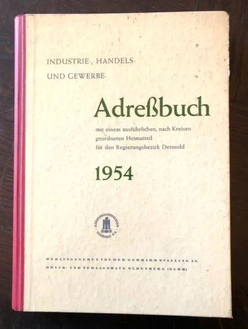 Adressbuch 1954 Industrie-,Handels - und Gewerbe  Regierungsbezirk Detmold