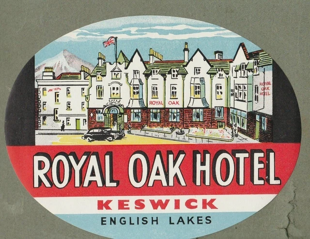 Hotel luggage label England Royal Oak Lake District #648
