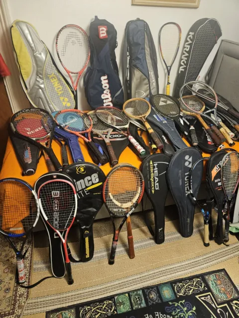 Joblot Of 35 Tennis Rackets + 7 Squash Rackets Collection Bournemouth Bh4 8Ed