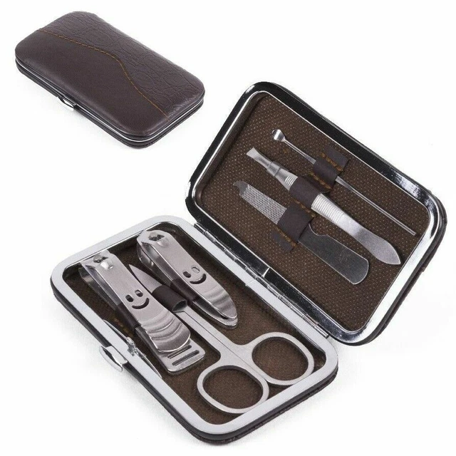 Set Manicure Pedicure 6 Pz Acciaio Inox Kit Da Viaggio Taglia Unghie Piedi Mani