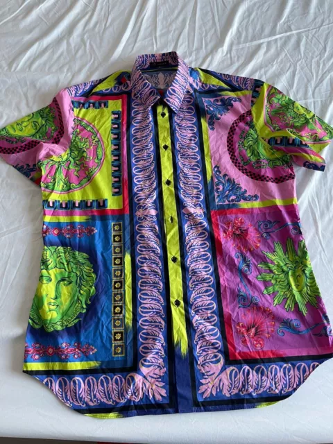 Mens versace Shirt Multicolor Medusa Sz 45 NWT