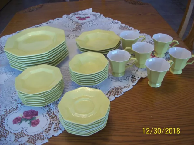 Independence Ironstone Interpace Yellow Octagonal Ribbed Pattern Grouping  40