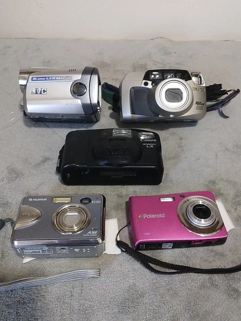 Lote de 5 videocámaras digitales cámara fotográfica de 35 mm COMO ESTÁ PARA PIEZAS detalle en foto