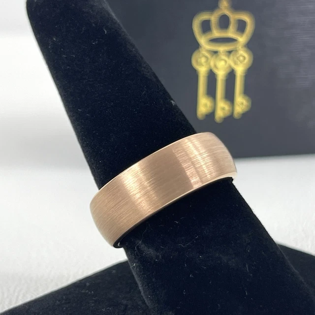 Men’s Size 9.5 Wedding Band Brushed Titanium Carbide Rose Gold Color