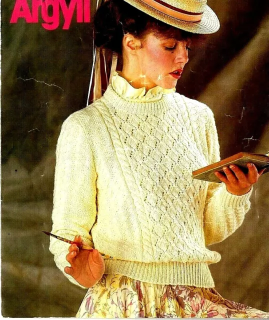 Argyll DK KNITTING PATTERN, Women Sweater with Lace Panel