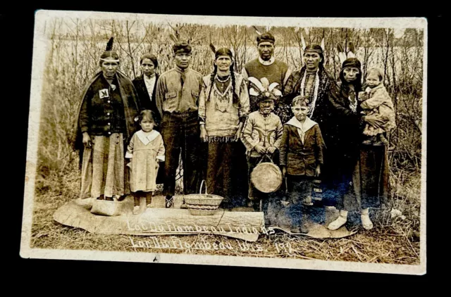 Antique RPPC Native American “ Lac Du Flambeau Indians” A. J. Kingsbury 1920 WIS