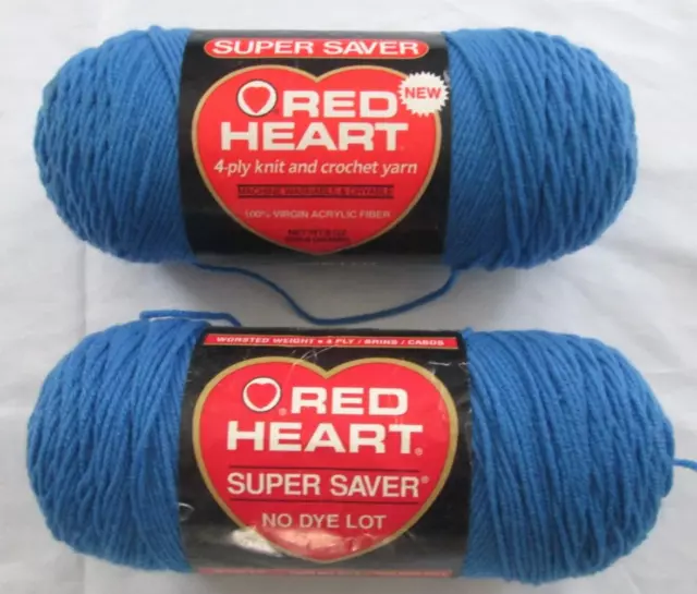 Red Heart Super Saver Yarn Aran Off White Worsted Weight 4 Ply 8oz Lot of 2