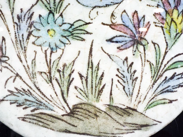 Antique Persian Glazed Tile Bird Foraging Hunting Style Qajar Era Islamic Art 6