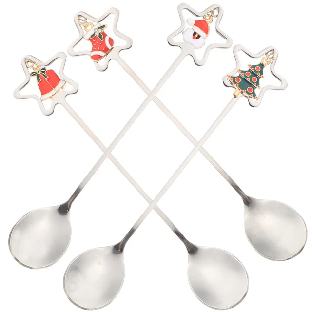 4 pz cucchiai di Natale forchetta di Natale cucchiaio forchetta di Natale cucchiaio stoviglie set dessert
