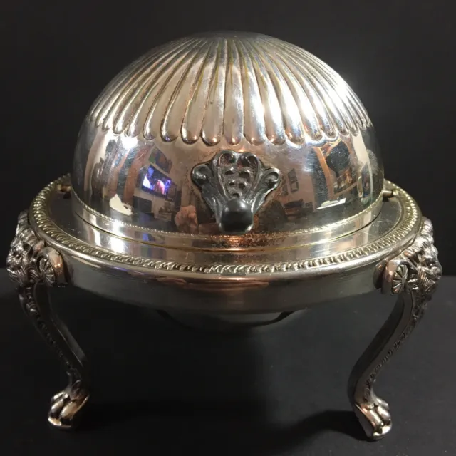 Vintage FB Rogers Silver Co Round Roll Top Silverplate Caviar/Butter Dish