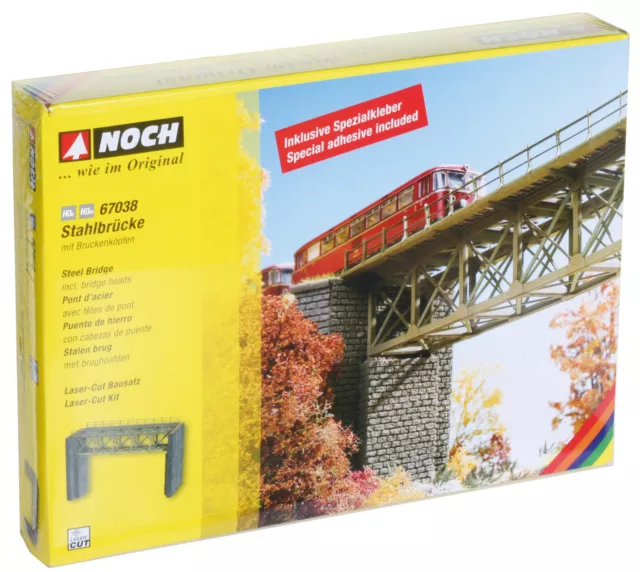 NOCH 67038 Stahlbrücke mit Brückenköpfen, Spur H0, 1:87