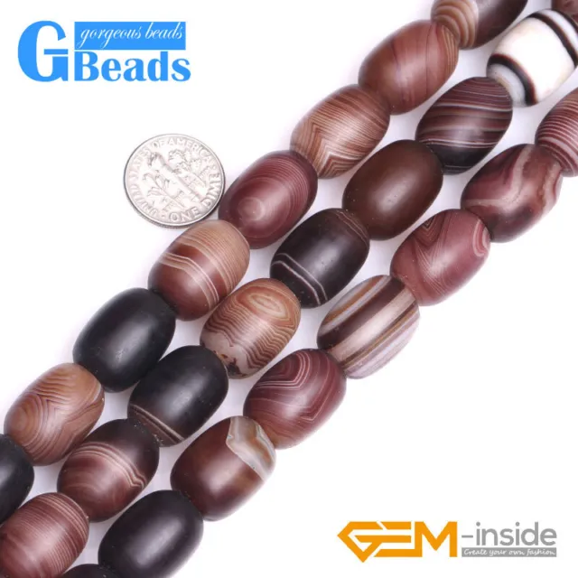 Column Agate Beads Jewelry Making Frosted Smooth Gemstone Spacer Beads 15”