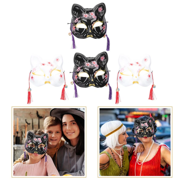4 PIEZAS Exquisitas Semimáscaras Máscara de Disfraz Japonesa Accesorios Cosplay Creativo
