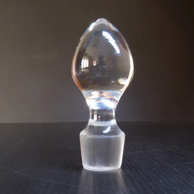 N9234 Verre cristal bouchon carafe flacon vintage art déco fait main France